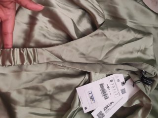 Zara Vestito Seta Verde Oliva