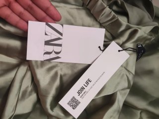 Zara Vestito Seta Verde Oliva