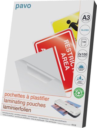 Pavo laminas brillo A3 protección documentos