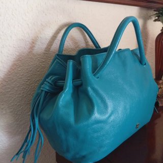 Bolso Purificación García Piel Turquesa