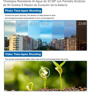 Cámara Time Lapse 32MP Pantalla Giratoria