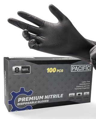 PACIFIC PPE guantes nitrilo resistentes negros