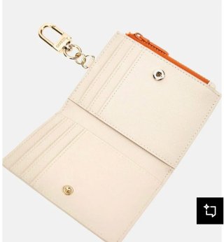 Tarjetero Guess blanco y naranja con llavero