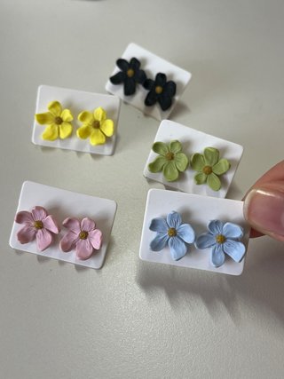 Pendientes Flor Arcilla Polimérica Artesanales
