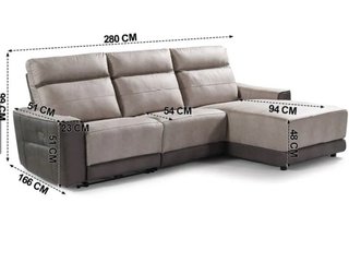 Sofá chaise longue eléctrico 4 plazas