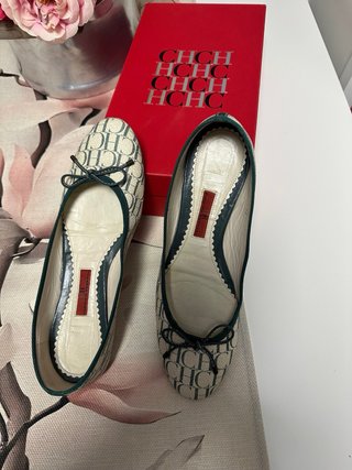 Manoletinas Carolina Herrera Beige/Verde