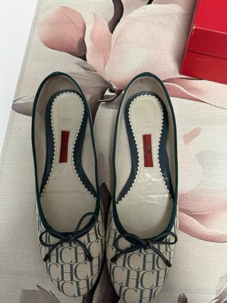 Manoletinas Carolina Herrera Beige/Verde