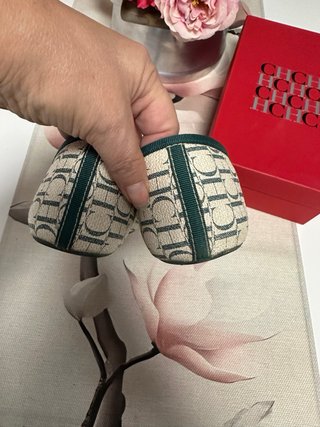 Manoletinas Carolina Herrera Beige/Verde