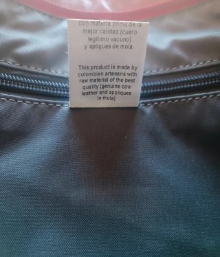 Bolso Cuero Artesanal colombiano Mola Kuna Multico