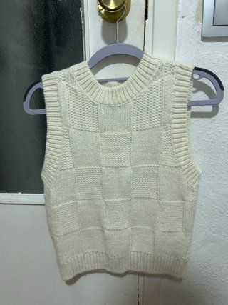 Jersey de punto cuadros sin mangas