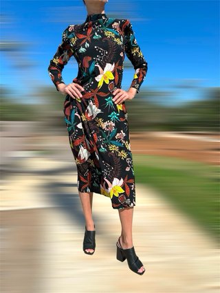 Leggero abito longuette floreale Vintage, taglia S