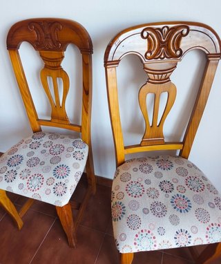 Conjunto 6 Sillas Pino Clásicas Tapizadas