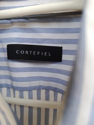 Camisa Cortefiel Rayas Azul y Blanco Talla M