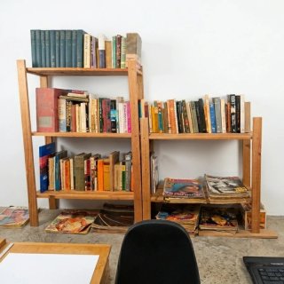 Lote Estantería Madera + Libros Vintage