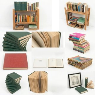 Lote Estantería Madera + Libros Vintage