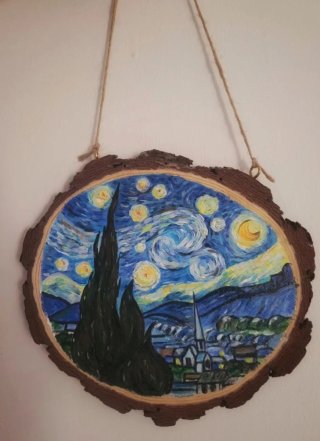 Cuadro Noche Estrellada Artesanal Madera