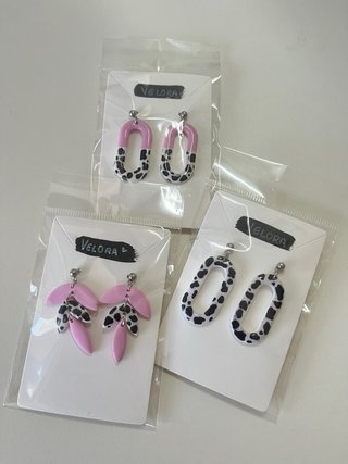 Pendientes arcilla polimérica y acero inoxidable
