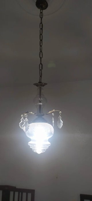 Lámpara de techo antigua cristal y metal