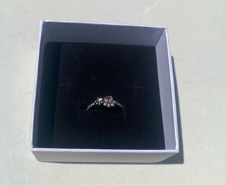 Anillo Patitas Corazón Rosa Plata