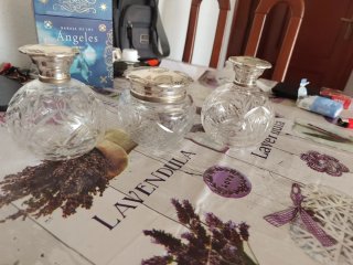 Juego tocador cristal y metal
