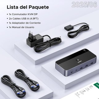 UGREEN Switch KVM DisplayPort 4 Porte USB AK700