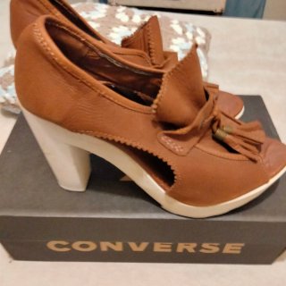Zapatos Marrones serraje piel, Tacón de madera