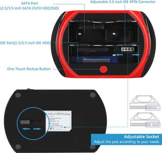 Stazione di docking USB Tccmebius per dischi IDE e SATA da 2,5'' e 3,5''