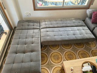 Sofá Cama Modular Gris Terciopelo