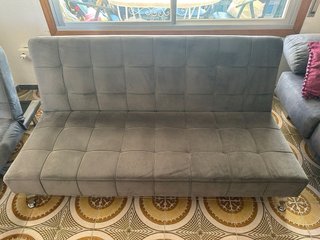 Sofá Cama Modular Gris Terciopelo