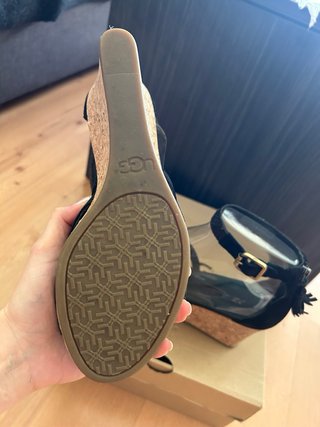Sandalias UGG cuña negras ante 38