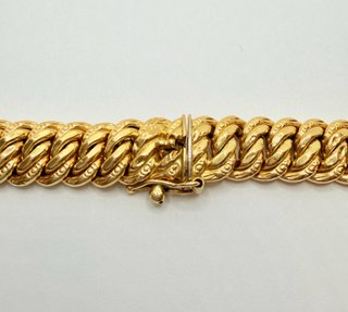Cadena Barbada oro de 18k, 33.13 g, 46 cm.