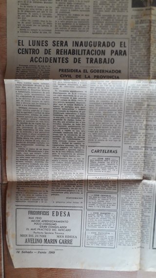 Hoja periódico La Verdad 1969