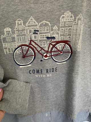 Sudadera gris con estampado bicicleta Talla M
