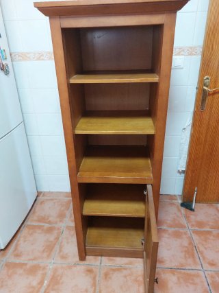 Estantería de madera con puerta
