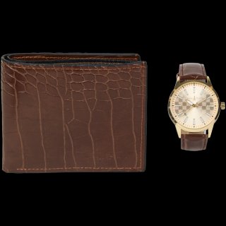 Reloj Christian Gar Marrón y Dorado + cartera