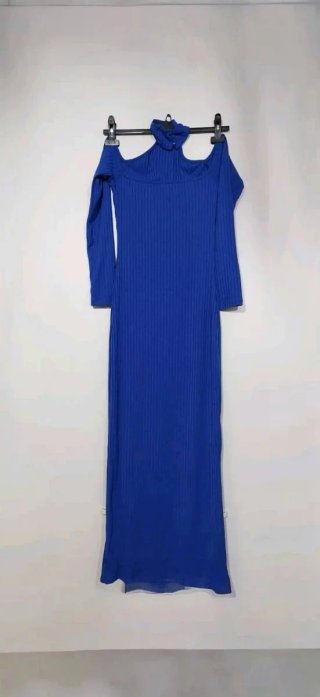 Abito lungo blu con spacco