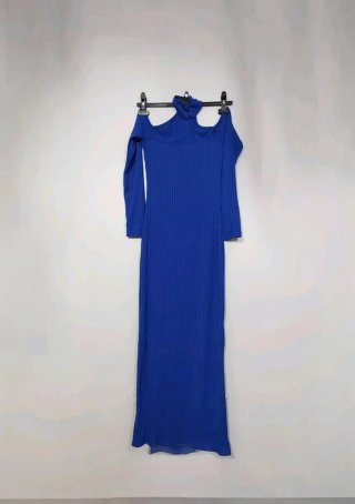 Abito lungo blu con spacco