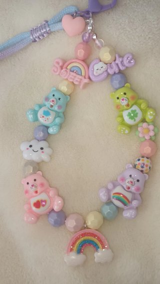 Portachiavi orsetti kawaii con arcobaleno e nuvole