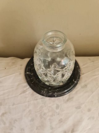 Antiguo Frasco Vidrio Labrado Jarrón estilo Piña