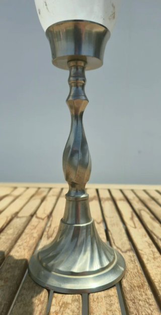 2 Candelabros Metal y Alabastro