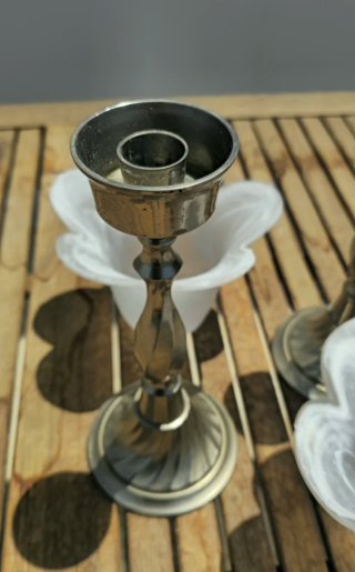 2 Candelabros Metal y Alabastro
