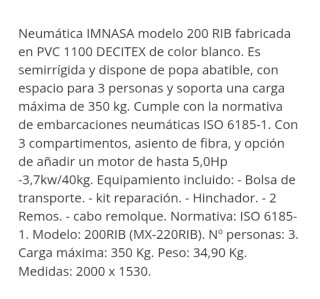 Neumática IMNASA 200 auxiliar, dingui semirrigida