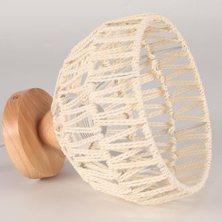 Lampada da soffitto vintage in rattan e legno