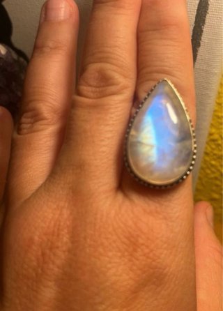 Conjunto Plata 925: Anillo Pendientes Piedra Lun