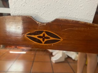 Espejo antiguo madera tallada con marqueteria