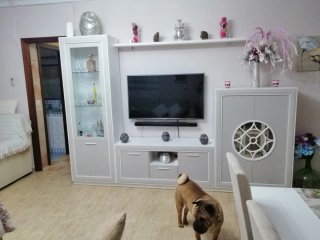 Mueble salón comedor gris y blanco
