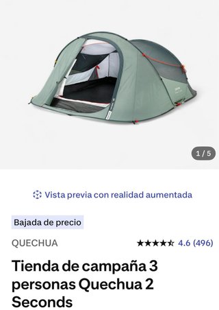 Tienda Quechua 3 personas