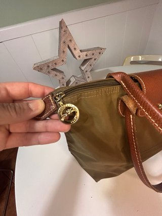Bolso Longchamp Piel Marrón y Verde Oliva