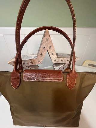 Bolso Longchamp Piel Marrón y Verde Oliva
