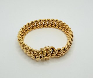 Pulsera Barbada de oro 18k, 35.1 g, 22 cm.